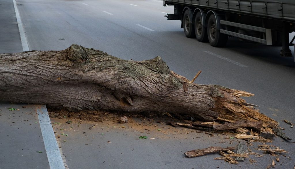 albero caduto in strada